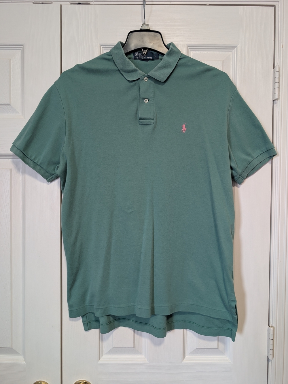 Ralph Lauren Men’s Sage Green Polo with Pink Pony